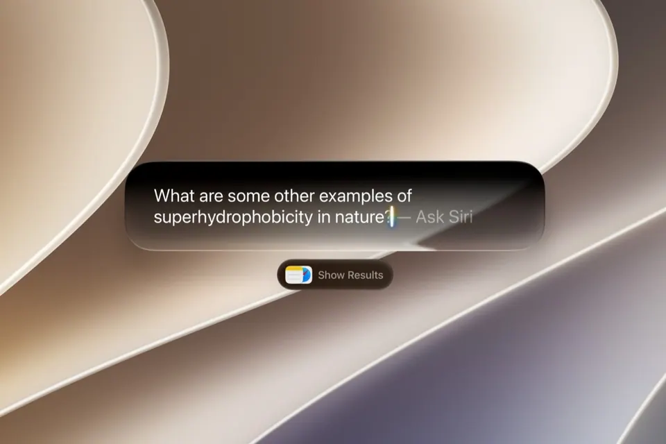 Giao diện Siri Search or Ask trong Spotlight trên macOS 27 Golden Gate
