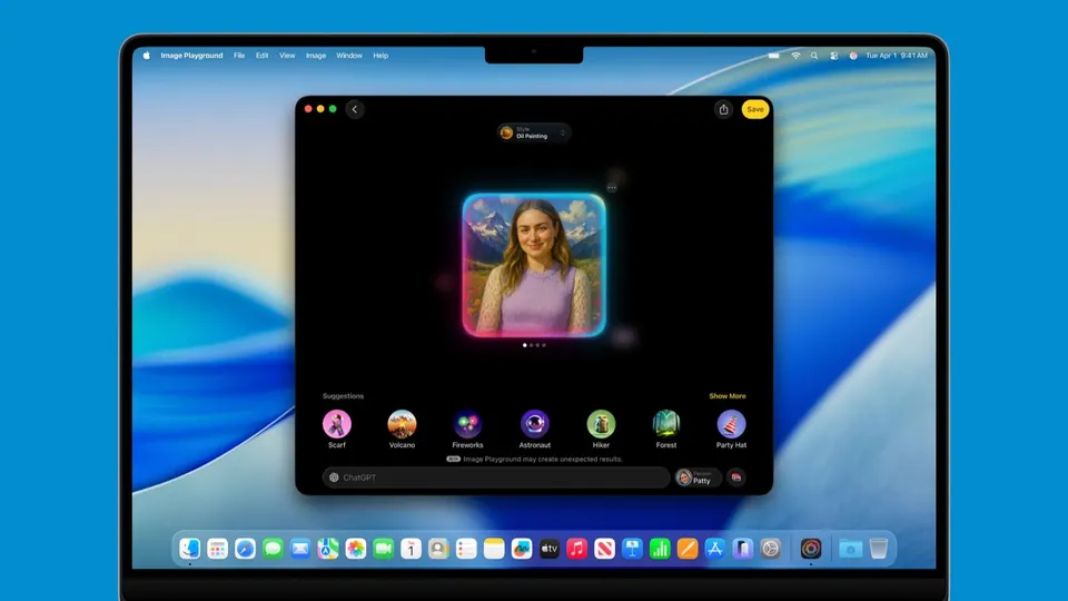 Ứng dụng Image Playground chạy trên MacBook