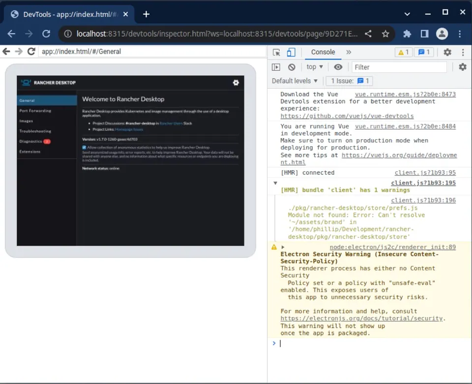 Cấu hình Kubernetes tích hợp trong Rancher Desktop. (Ảnh: GitHub rancher-sandbox)