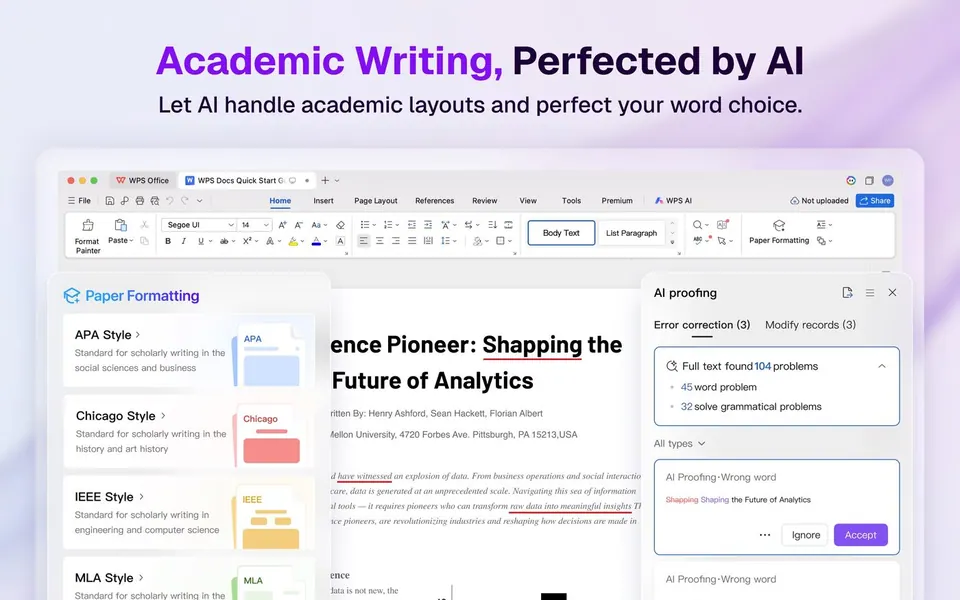 Soạn thảo văn bản trong WPS Writer trên Mac