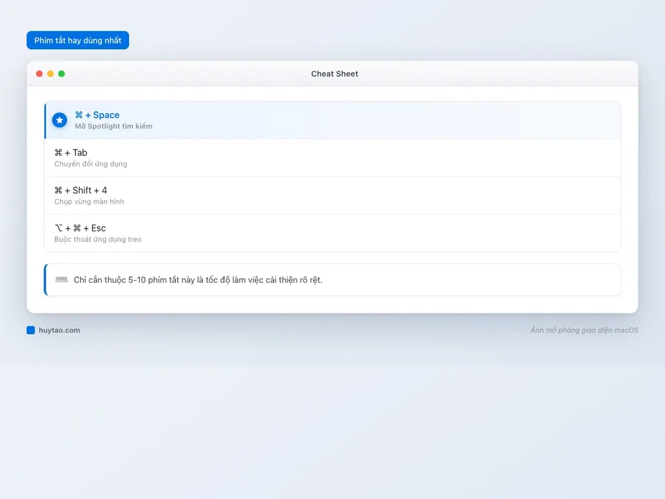 Bảng phím tắt macOS phổ biến nhất