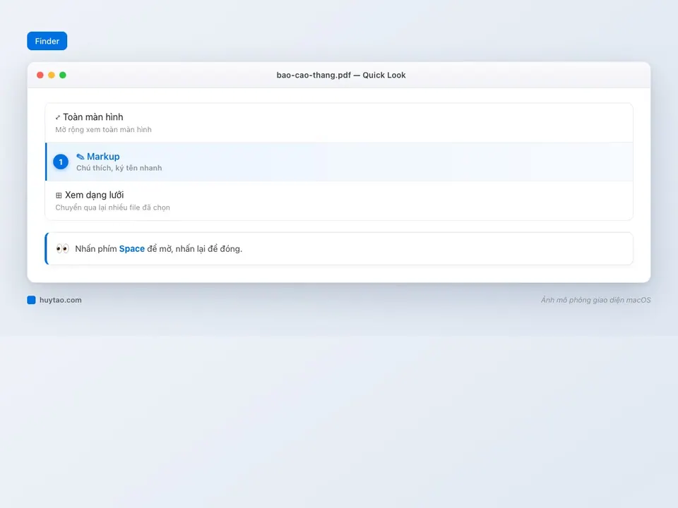 Cửa sổ Quick Look xem file PDF với công cụ Markup trên macOS