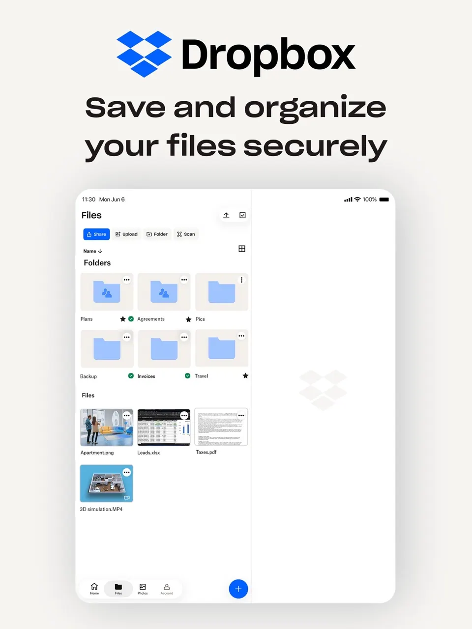 Giao diện Dropbox trên Mac