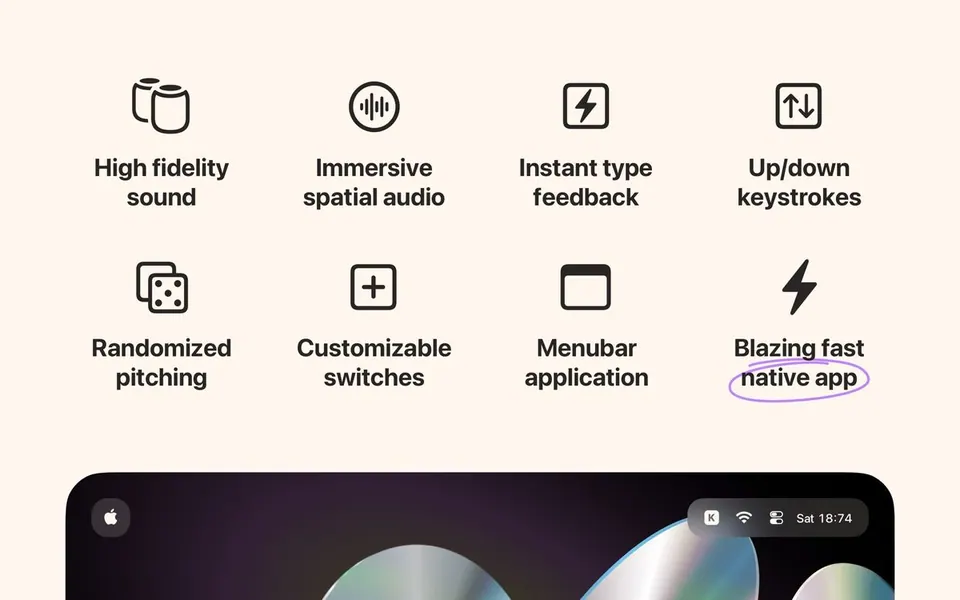 Các tính năng chính của Klack. (Ảnh: Mac App Store)