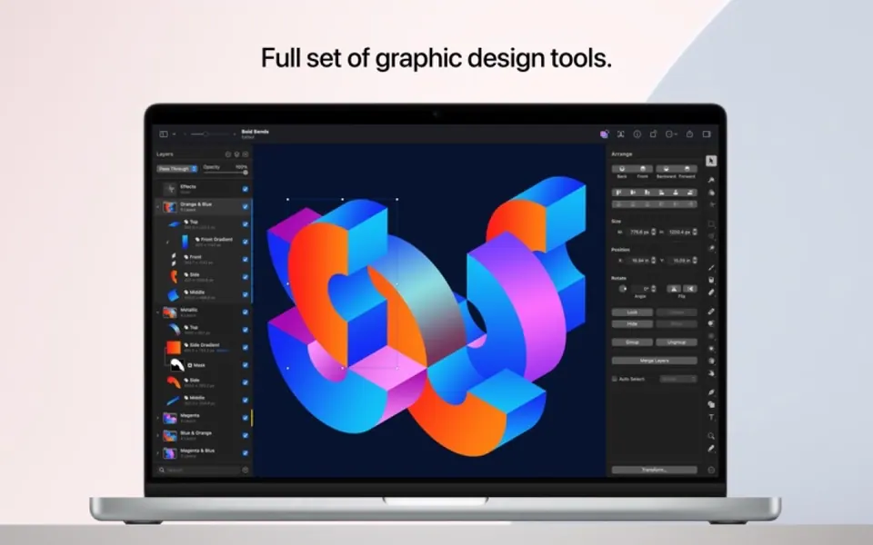 Công cụ chỉnh màu và layer của Pixelmator Pro. (Ảnh: Mac App Store)