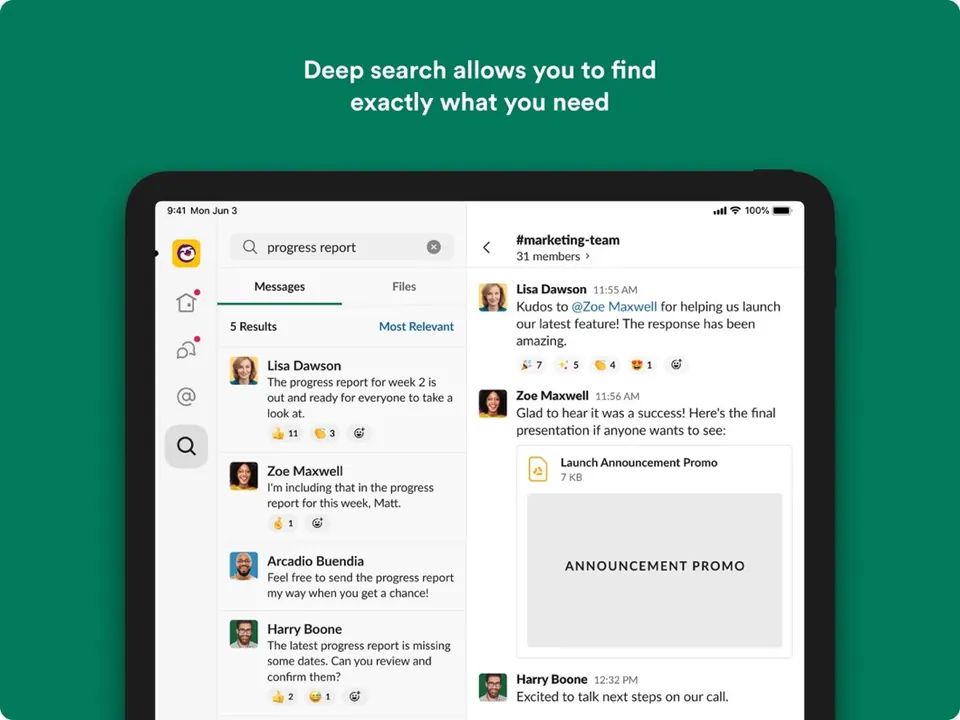 Giao diện Slack trên Mac/iPad