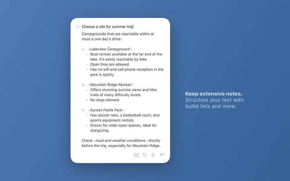 Ghi chú Markdown trong việc cần làm. (Ảnh: App Store)