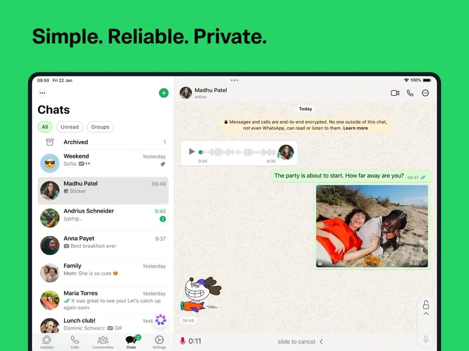 Giao diện WhatsApp trên Mac/iPad