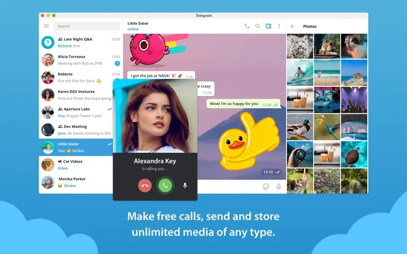Giao diện Telegram Lite (Telegram Desktop) trên Mac, chế độ tối